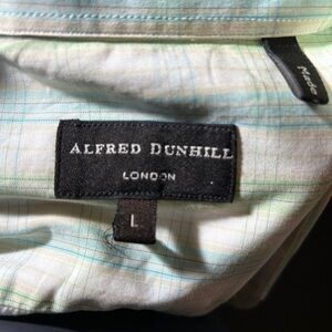 Alfred Dunhill Dress Shirt L Plaid Luxury Button up made in Italy has a torn tag